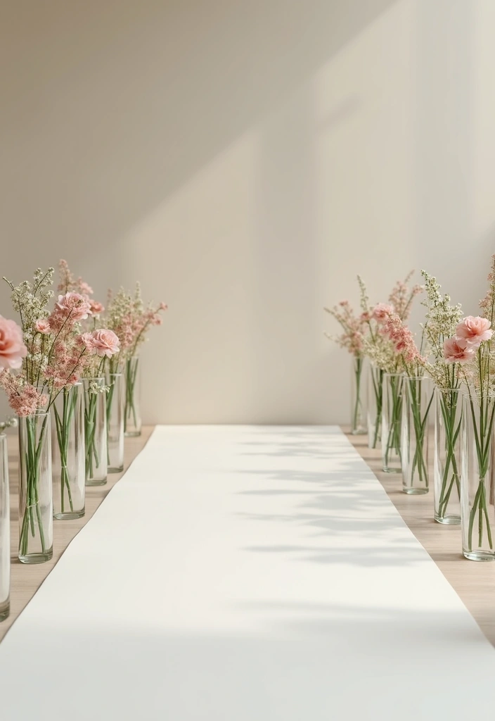 29 Elegant Aisle Flowers Wedding Ideas to Beautify Your Ceremony - 14. Flower Bud Vases