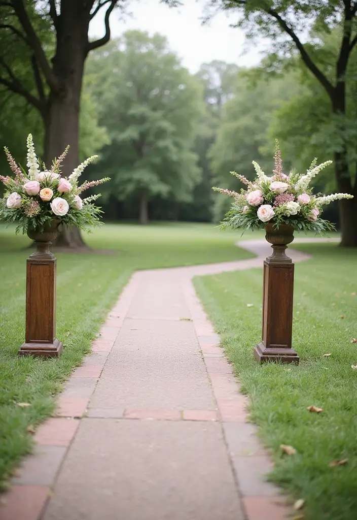 29 Elegant Aisle Flowers Wedding Ideas to Beautify Your Ceremony - 29. Aisle Markers with Flowers
