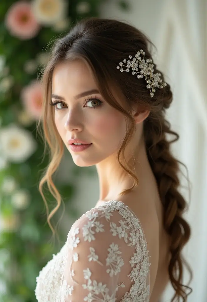 29 Elegant Brunette Wedding Hairstyles to Enhance Your Look - 16. Elegant Twist Braid