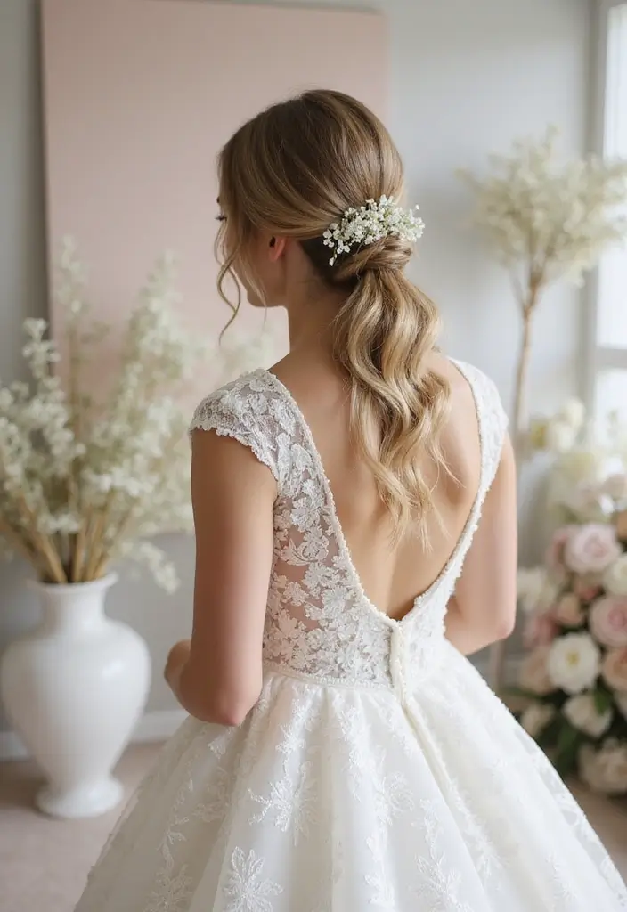 29 Elegant Brunette Wedding Hairstyles to Enhance Your Look - 26. Twisted Side Ponytail