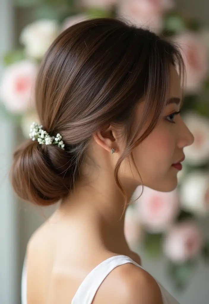 29 Elegant Brunette Wedding Hairstyles to Enhance Your Look - 5. Sleek Low Ponytail