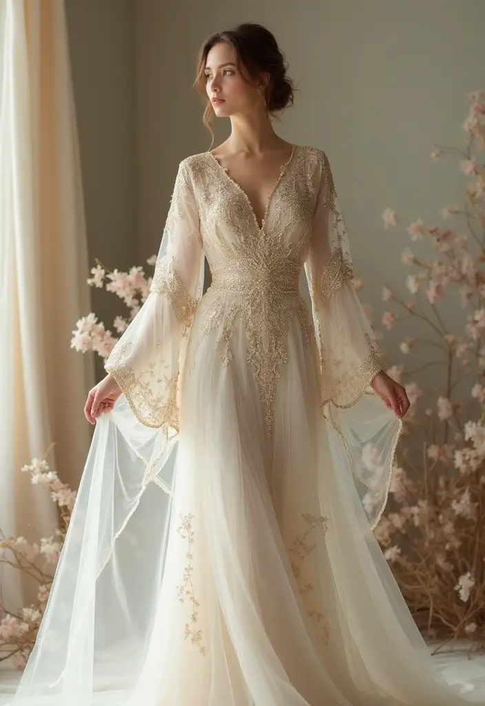 29 Elegant Kimono Wedding Dress Designs for a Unique Celebration - 11. Metallic Accents