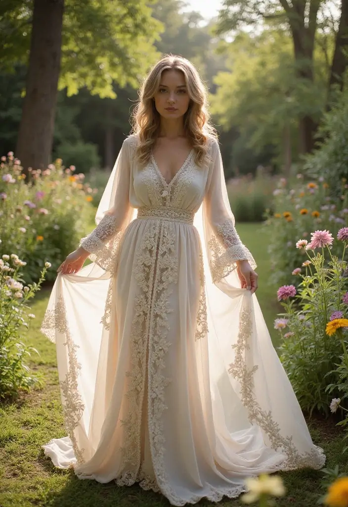 29 Elegant Kimono Wedding Dress Designs for a Unique Celebration - 15. Anthropologie-Inspired Designs
