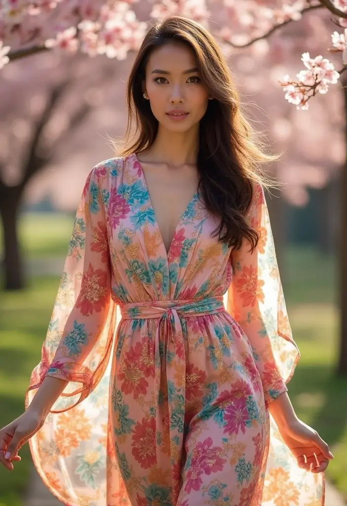 29 Elegant Kimono Wedding Dress Designs for a Unique Celebration - 19. Playful Prints