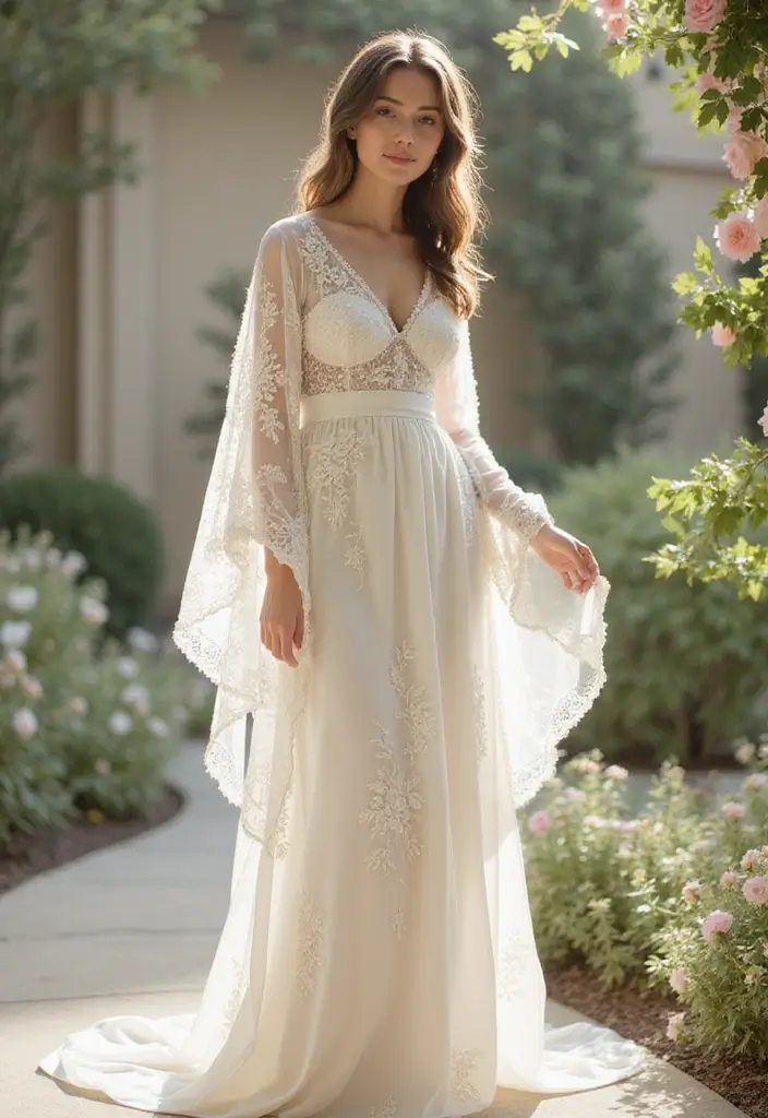 29 Elegant Kimono Wedding Dress Designs for a Unique Celebration - 23. Timeless A-line Silhouette