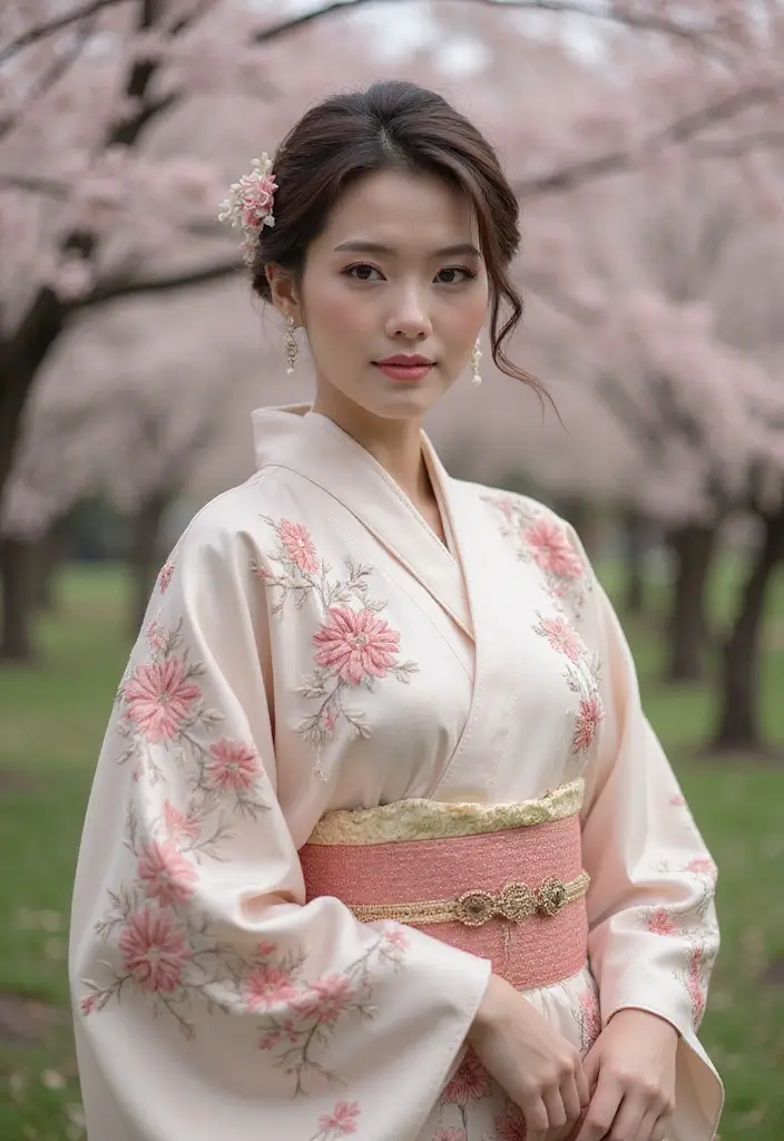 29 Elegant Kimono Wedding Dress Designs for a Unique Celebration - 3. Floral Patterns and Embroidery