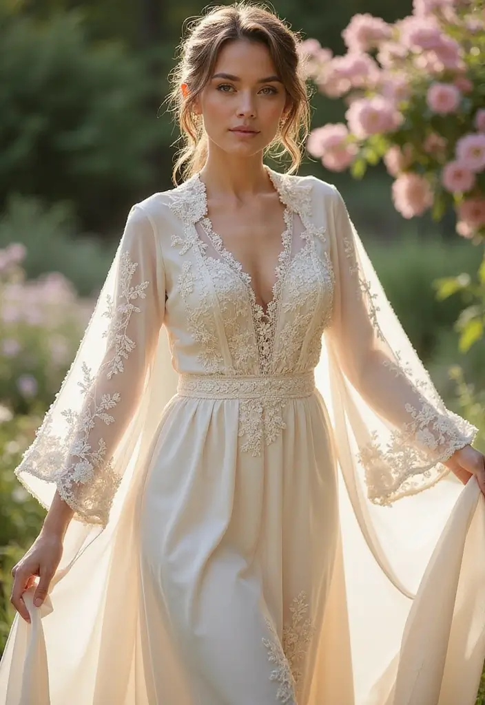 29 Elegant Kimono Wedding Dress Designs for a Unique Celebration - 9. Kimono Dresses with Capes