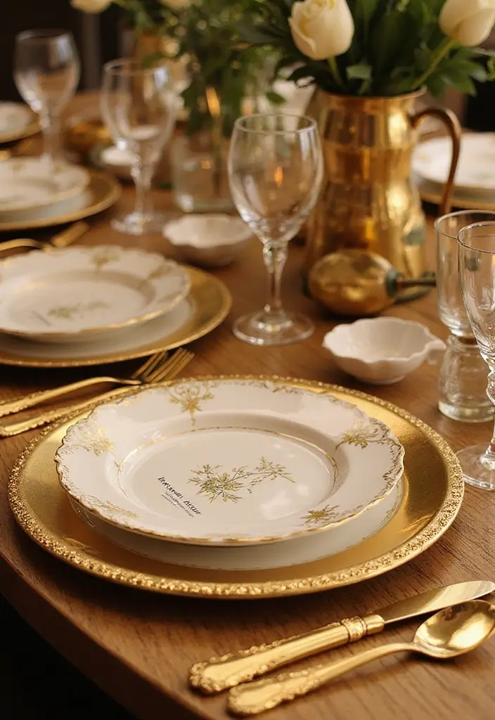 29 Gorgeous 50th Wedding Anniversary Decorations to Wow Your Guests - 10. Elegant Gold Accents