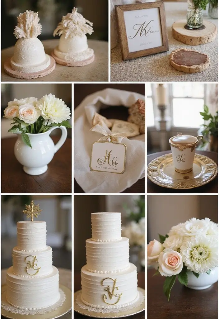 29 Gorgeous 50th Wedding Anniversary Decorations to Wow Your Guests - 25. Golden Monogrammed Decor