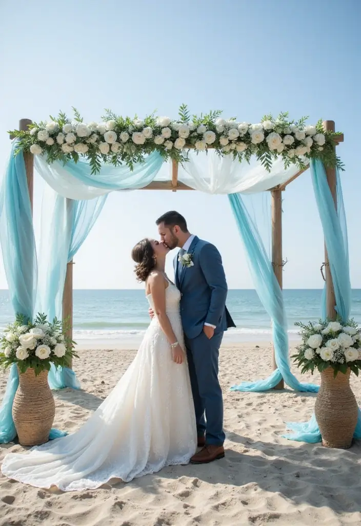 29 Perfect August Wedding Colors to Brighten Your Celebration - 12. Ocean Blue and Sand