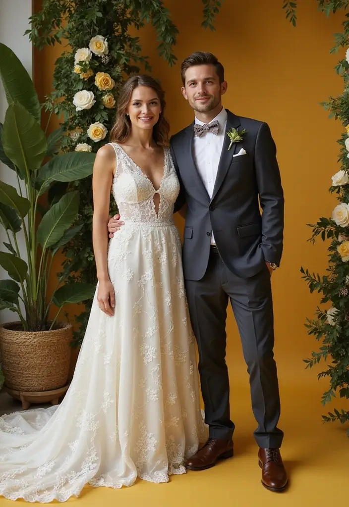 29 Perfect August Wedding Colors to Brighten Your Celebration - 21. Mustard Yellow and Slate Gray