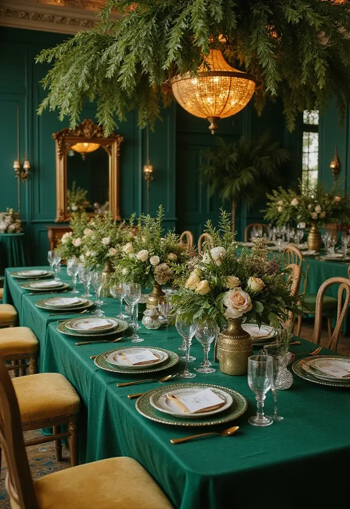29 Perfect August Wedding Colors to Brighten Your Celebration - 7. Emerald Green and Gold