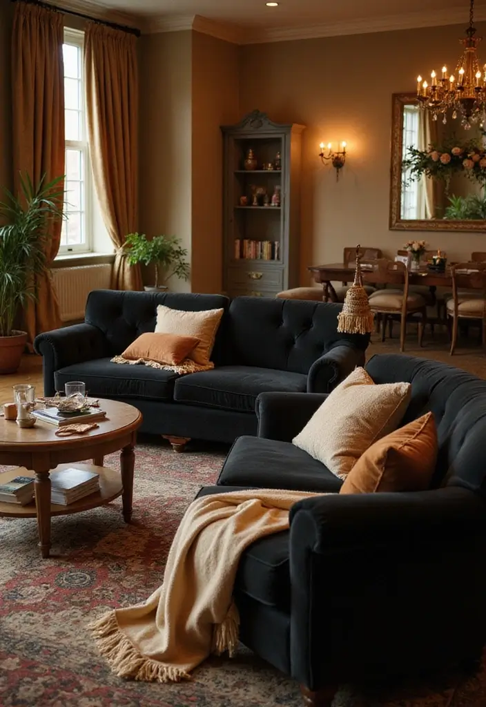 29 Sophisticated Black and Champagne Wedding Colors to Impress - 11. Luxurious Lounge Areas