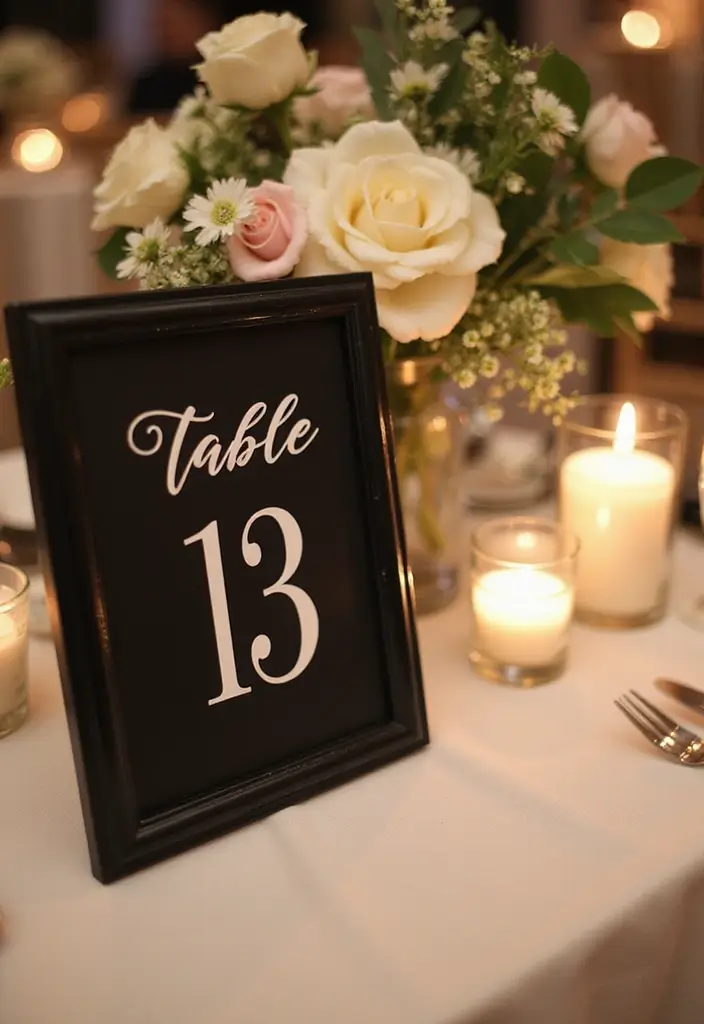 29 Sophisticated Black and Champagne Wedding Colors to Impress - 17. Stylish Table Numbers