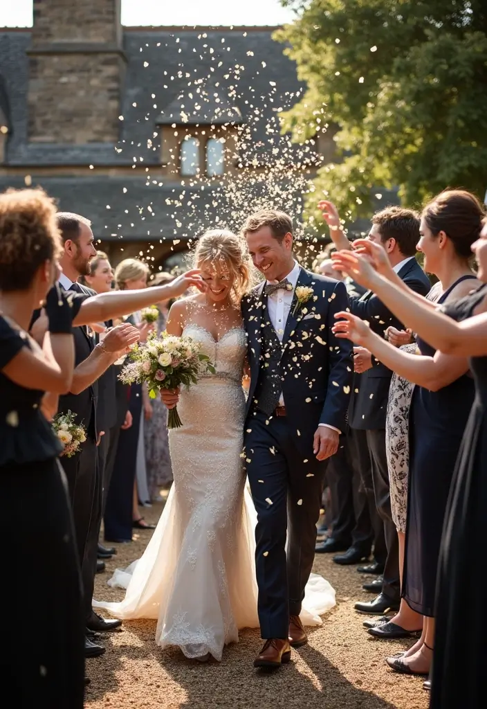 29 Sophisticated Black and Champagne Wedding Colors to Impress - 18. Memorable Send-Off Ideas
