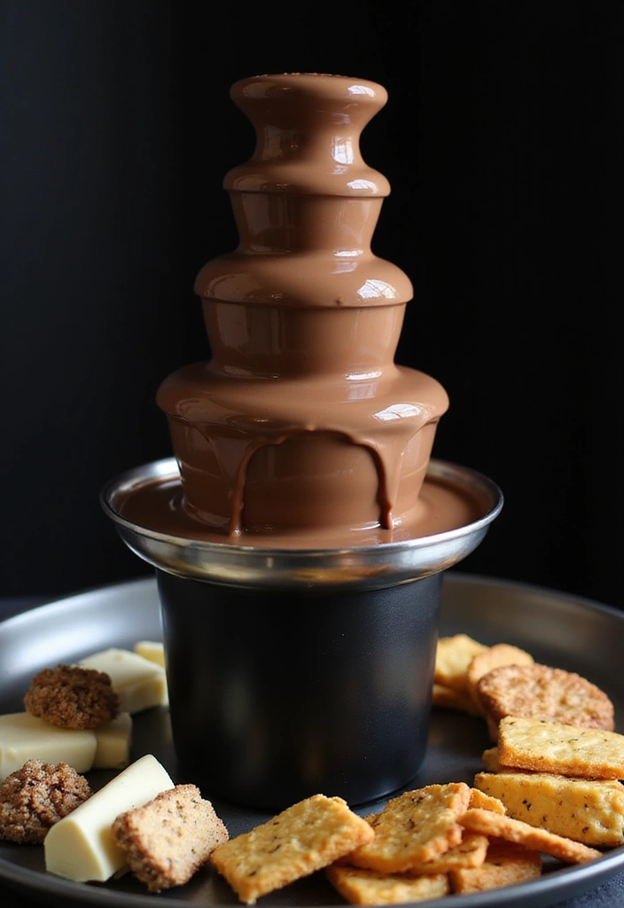 29 Sophisticated Black and Champagne Wedding Colors to Impress - 23. Elegant Chocolate Fountains