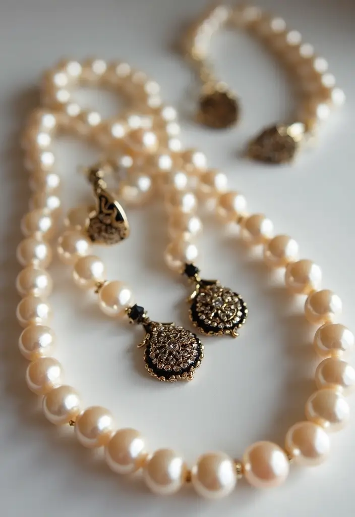 29 Sophisticated Black and Champagne Wedding Colors to Impress - 28. Timeless Wedding Jewelry