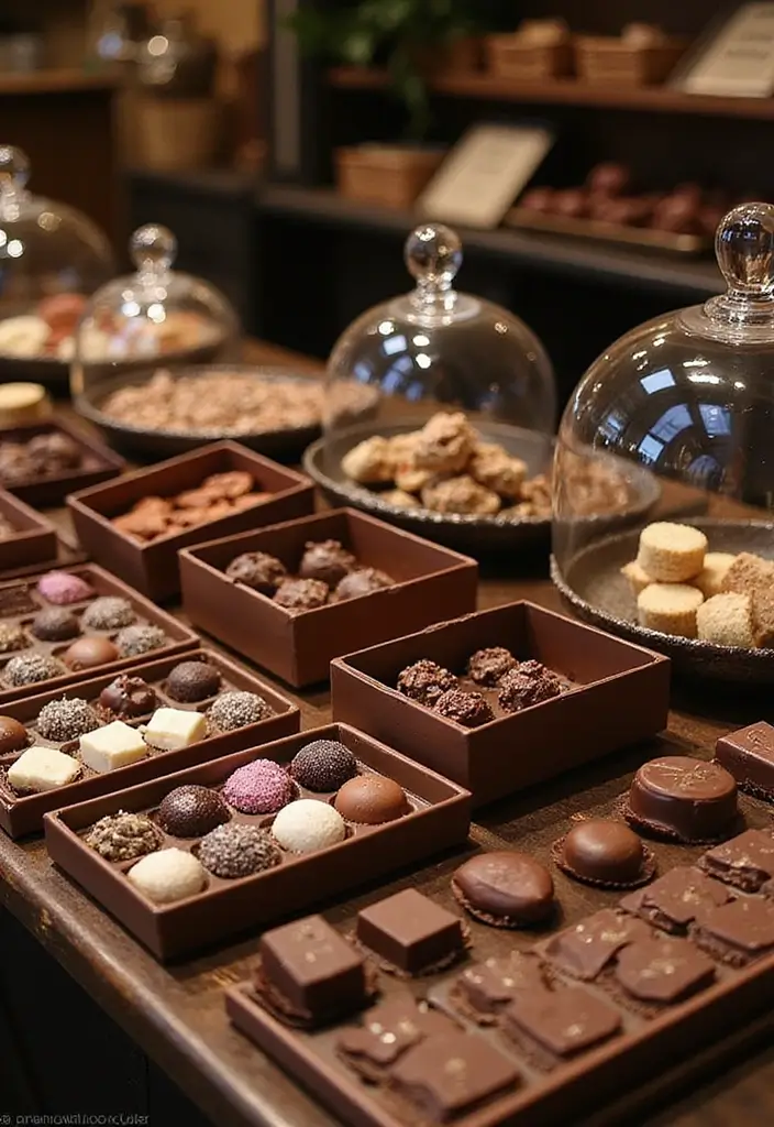 30 Delightful Candy Bar Wedding Ideas for Sweet Celebrations - 11. Gourmet Chocolate Station