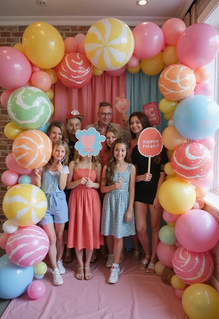 30 Delightful Candy Bar Wedding Ideas for Sweet Celebrations - 15. Candy-Themed Photo Booth