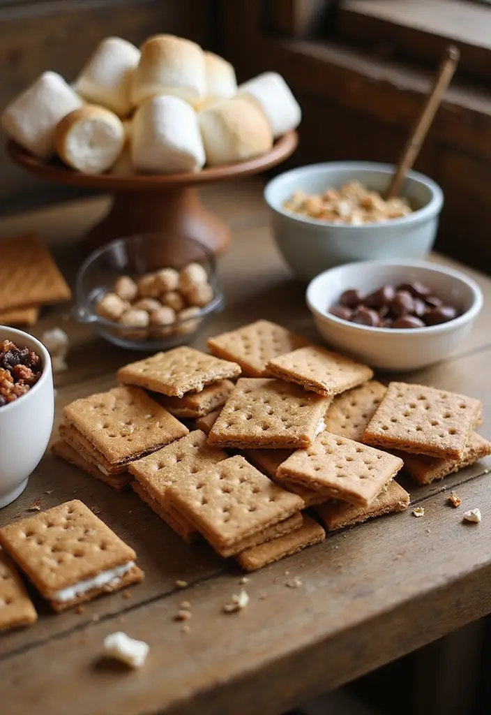 30 Delightful Candy Bar Wedding Ideas for Sweet Celebrations - 23. Candy S’mores Bar
