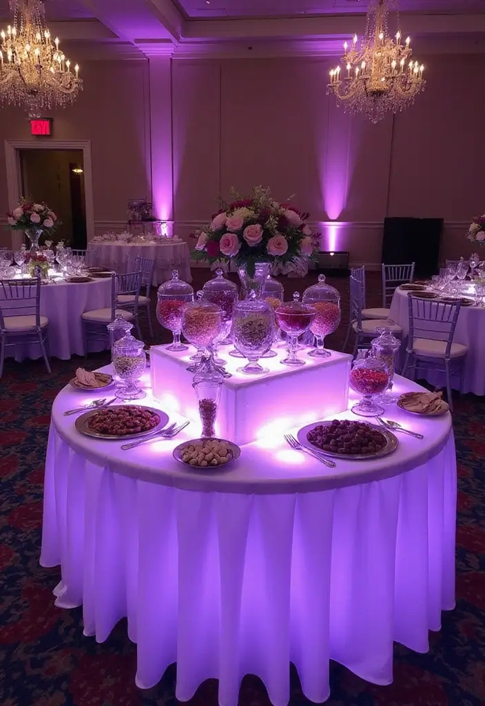 30 Delightful Candy Bar Wedding Ideas for Sweet Celebrations - 29. Candy Bar as Centerpiece