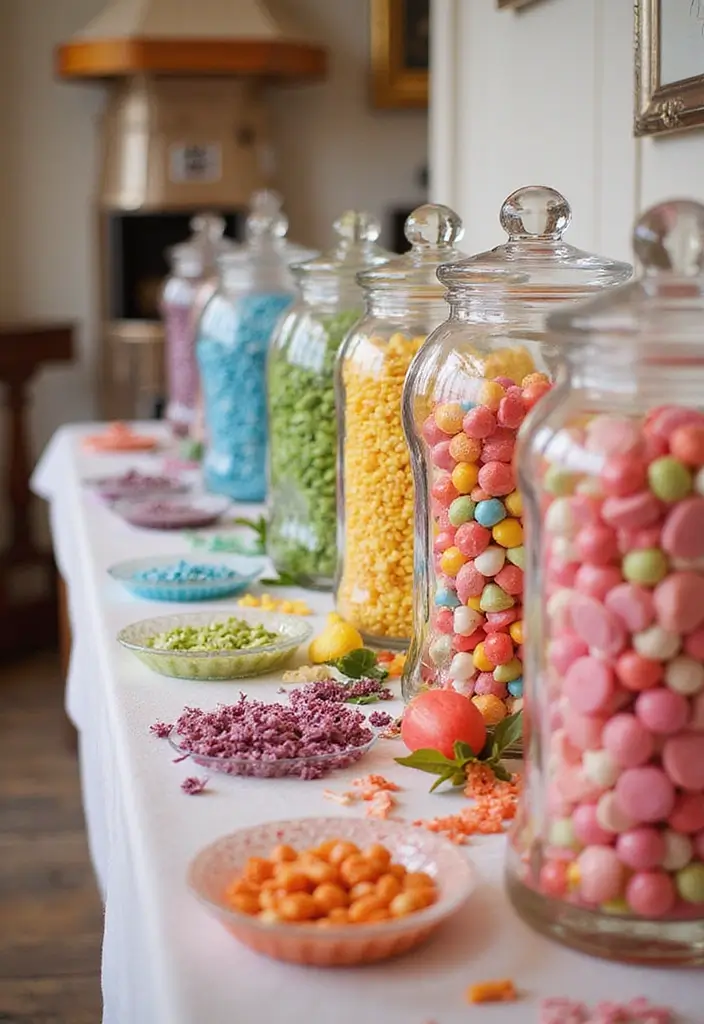 30 Delightful Candy Bar Wedding Ideas for Sweet Celebrations - 8. Color-Coded Candy Stations