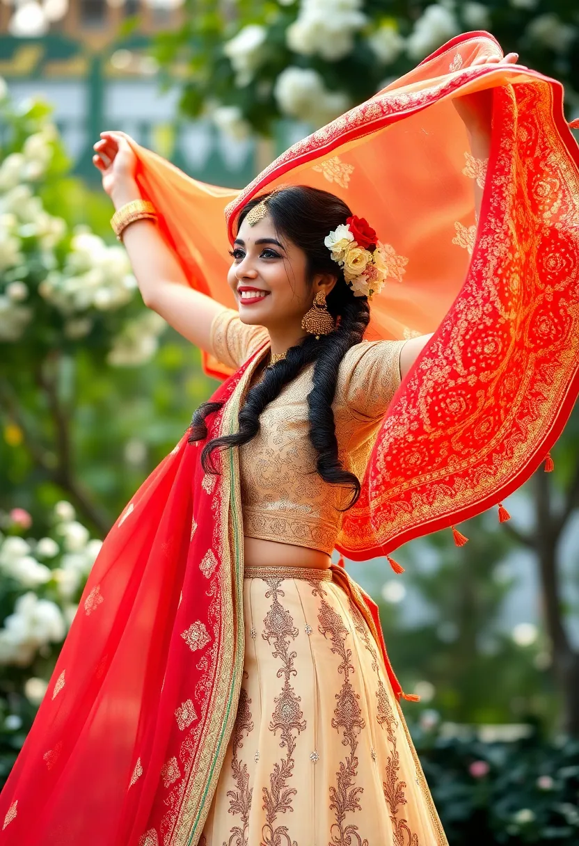 30 Elegant Bridal Poses Indian Wedding Photos You’ll Adore - 12. Fabric Flow