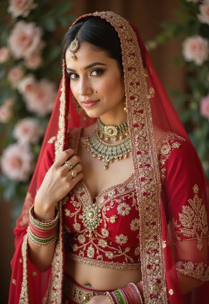 30 Elegant Bridal Poses Indian Wedding Photos You’ll Adore - 2. Veil Play