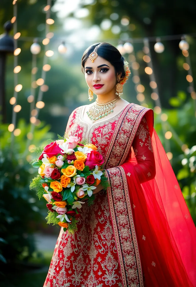 30 Elegant Bridal Poses Indian Wedding Photos You’ll Adore - 22. The Bride and Her Flowers