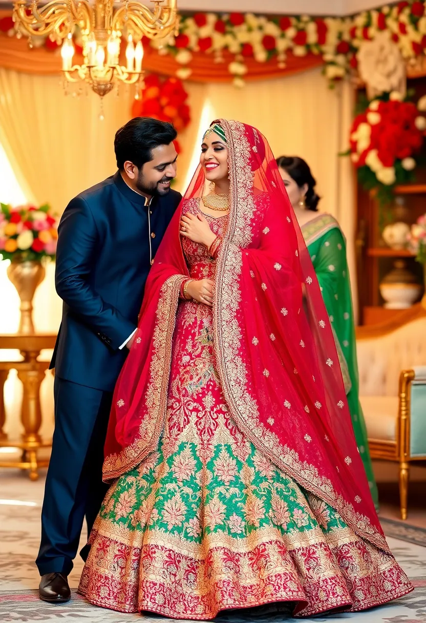 30 Elegant Bridal Poses Indian Wedding Photos You’ll Adore - 26. Sharing a Moment