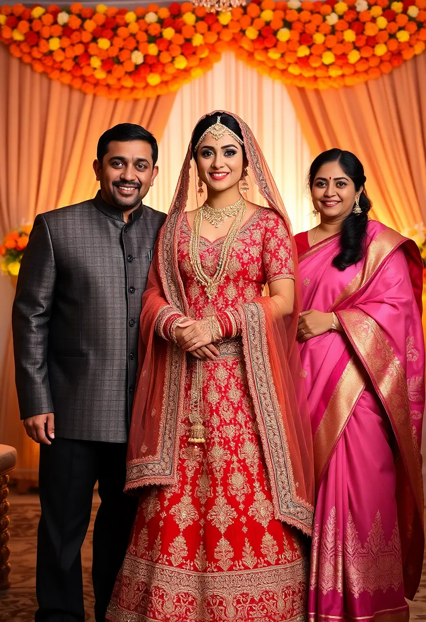 30 Elegant Bridal Poses Indian Wedding Photos You’ll Adore - 27. The Family Portrait