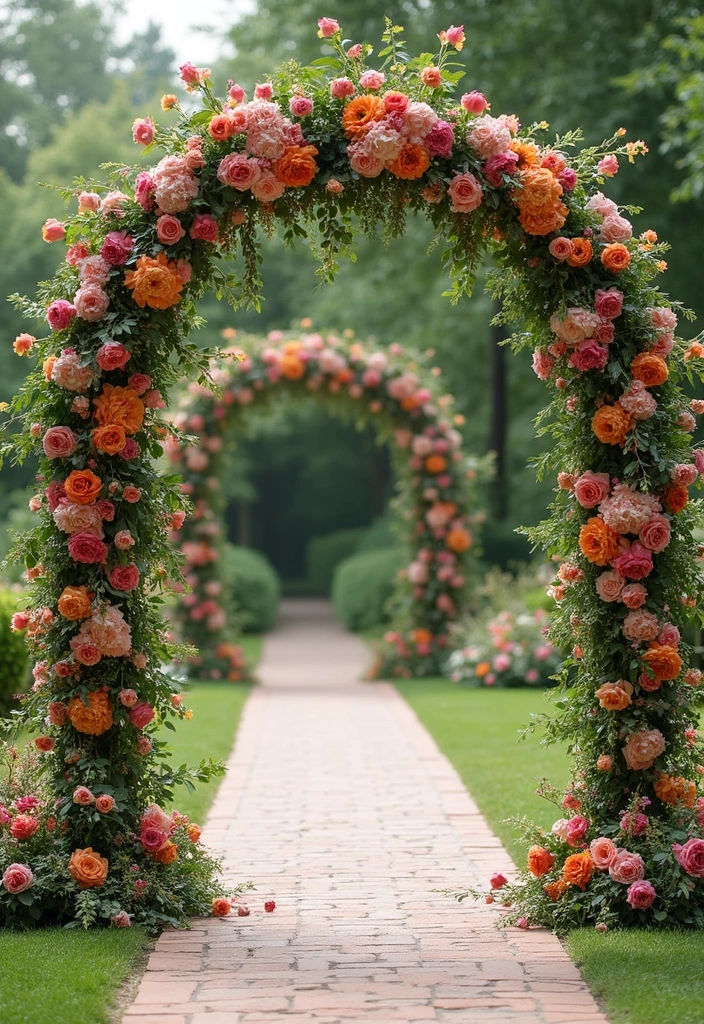 30 Fun and Stylish Retro Wedding Inspiration for Nostalgic Couples - 12. Vintage Floral Arches