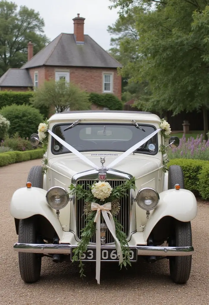 30 Fun and Stylish Retro Wedding Inspiration for Nostalgic Couples - 13. Classic Car Getaway
