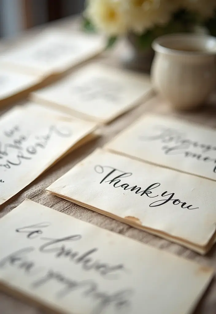 30 Fun and Stylish Retro Wedding Inspiration for Nostalgic Couples - 26. Handwritten Thank You Notes