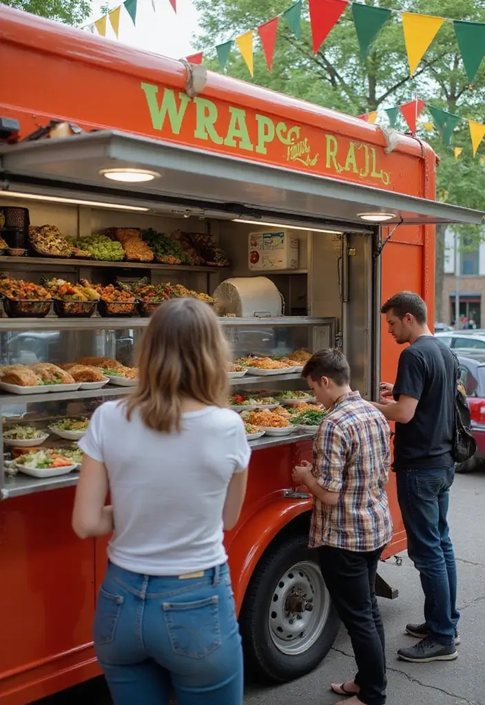 30 Popular Food Truck Wedding Ideas for a Trendy Feast - 19. Unique Vegan Wraps and Rolls Truck