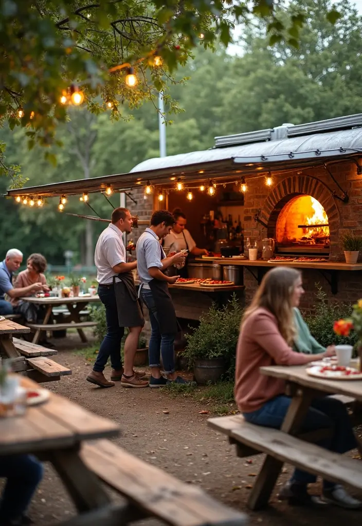 30 Popular Food Truck Wedding Ideas for a Trendy Feast - 2. Rustic Pizza Oven Experience