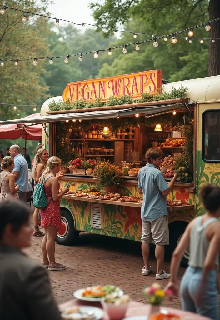 30 Popular Food Truck Wedding Ideas for a Trendy Feast - 27. Vegan Wraps on Wheels