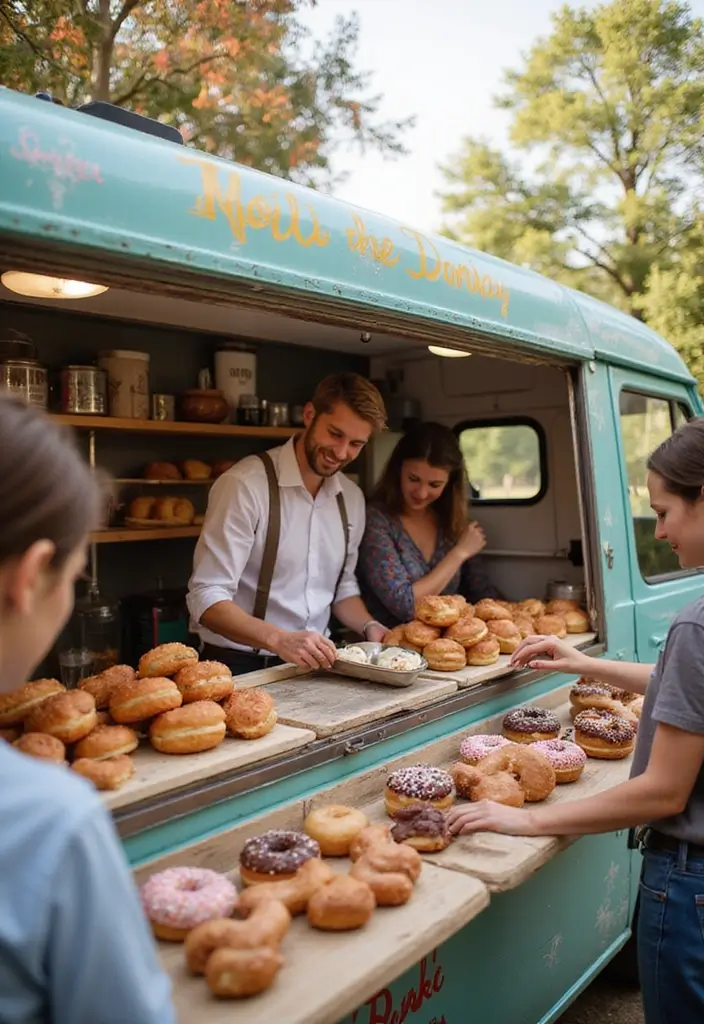 30 Popular Food Truck Wedding Ideas for a Trendy Feast - 28. Vegan Doughnut Truck