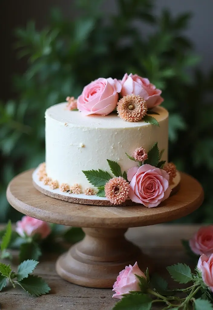 30 Stunning 25th Wedding Anniversary Cakes You’ll Love - 10. Rustic Buttercream Flower Cake