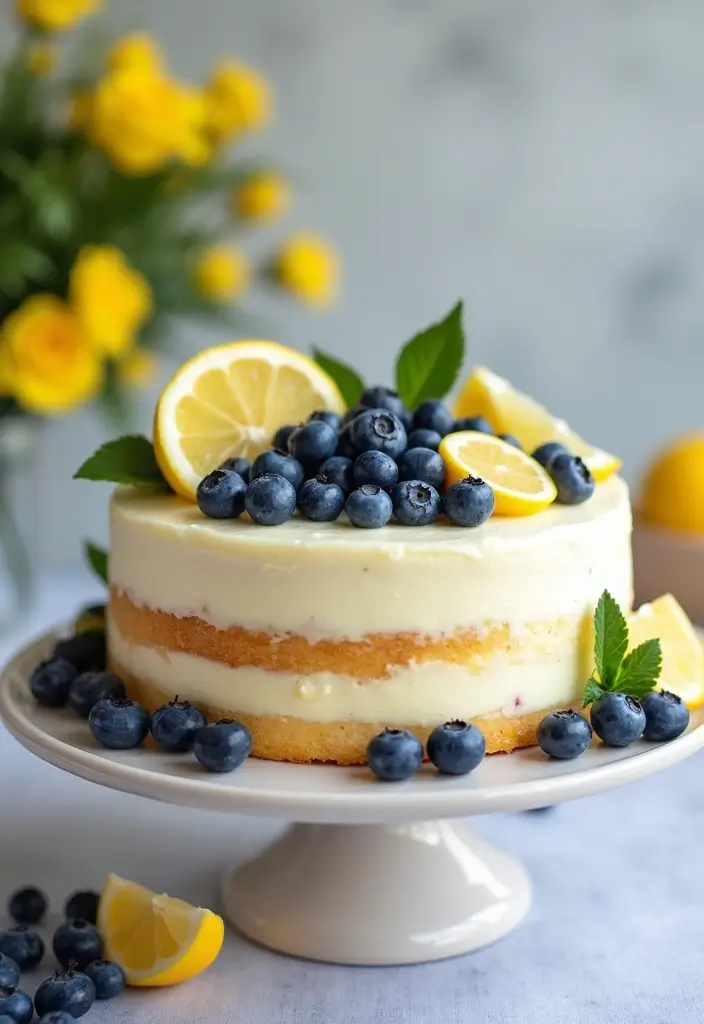 30 Stunning 25th Wedding Anniversary Cakes You’ll Love - 15. Dreamy Lemon Blueberry Cake