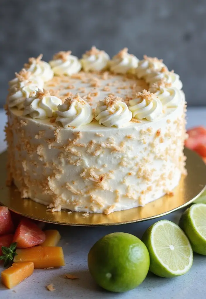 30 Stunning 25th Wedding Anniversary Cakes You’ll Love - 20. Tropical Coconut Lime Cake