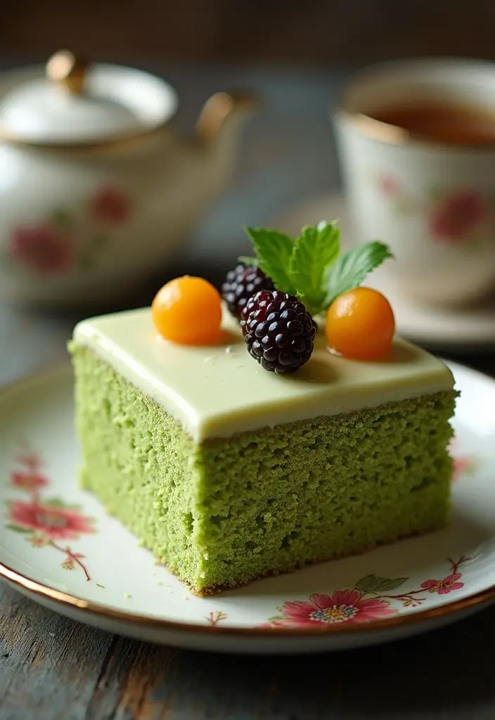 30 Stunning 25th Wedding Anniversary Cakes You’ll Love - 24. Flavorful Matcha Green Tea Cake