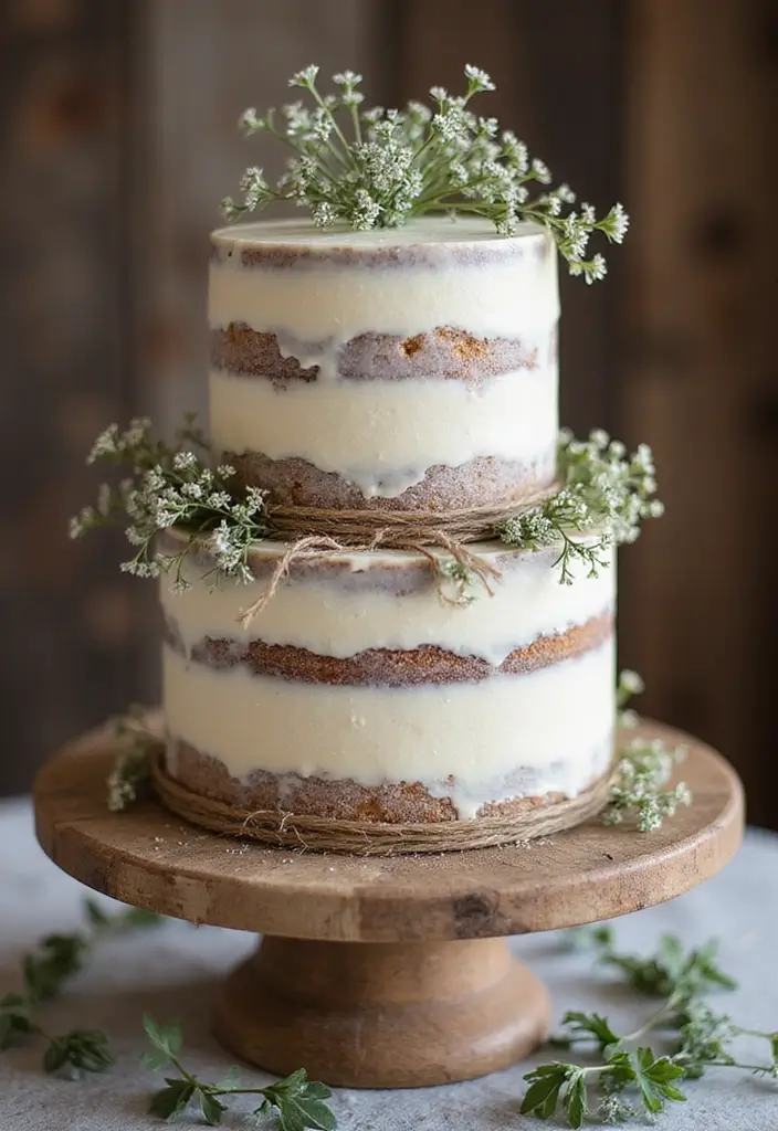 30 Stunning 25th Wedding Anniversary Cakes You’ll Love - 3. Two-Tiered Delight with Rustic Vibes