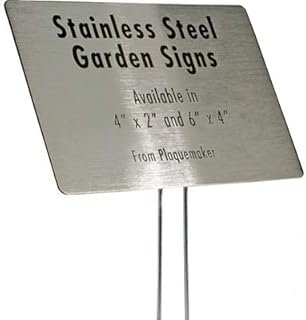 Stainless Steel Garden Sign. 6 x 4 Sign with a 10