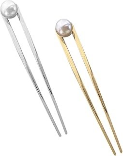 2pcs Pearl Wooden Hair Accessories - U-shaped Hairpins, Hair Forks, Japa...