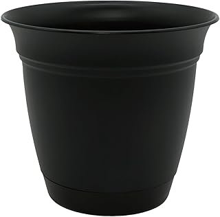 The HC Companies Eclipse Round Planter with Saucer - Outdoor & Indoor Pl...