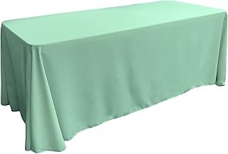 LA Linen Polyester Poplin Washable Rectangular Tablecloth, Stain and Wri...