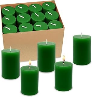 12 Hours Green Votive Candles, 2.0 Inch Unscented Wax Candles for Weddin...