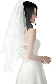Wedding Veil,Bridal Veil,Veils for Women Wedding,2 Tiers White Bridal Ve...