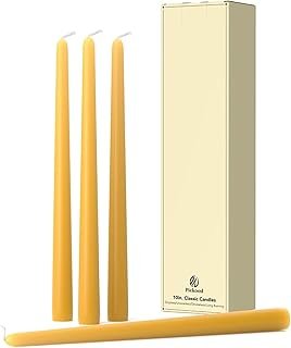 10-Inch Tall Dripless Taper Candles Set of 4 - Mustard Yellow Tapered Ca...